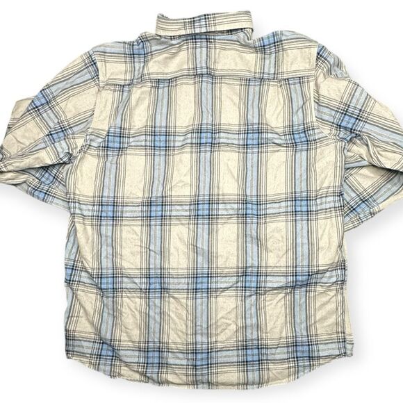 CARHARTT Men’s Tan Gray Blue Plaid Long Sleeve Button Front Work Shirt Loose Fit - Picture 2 of 6